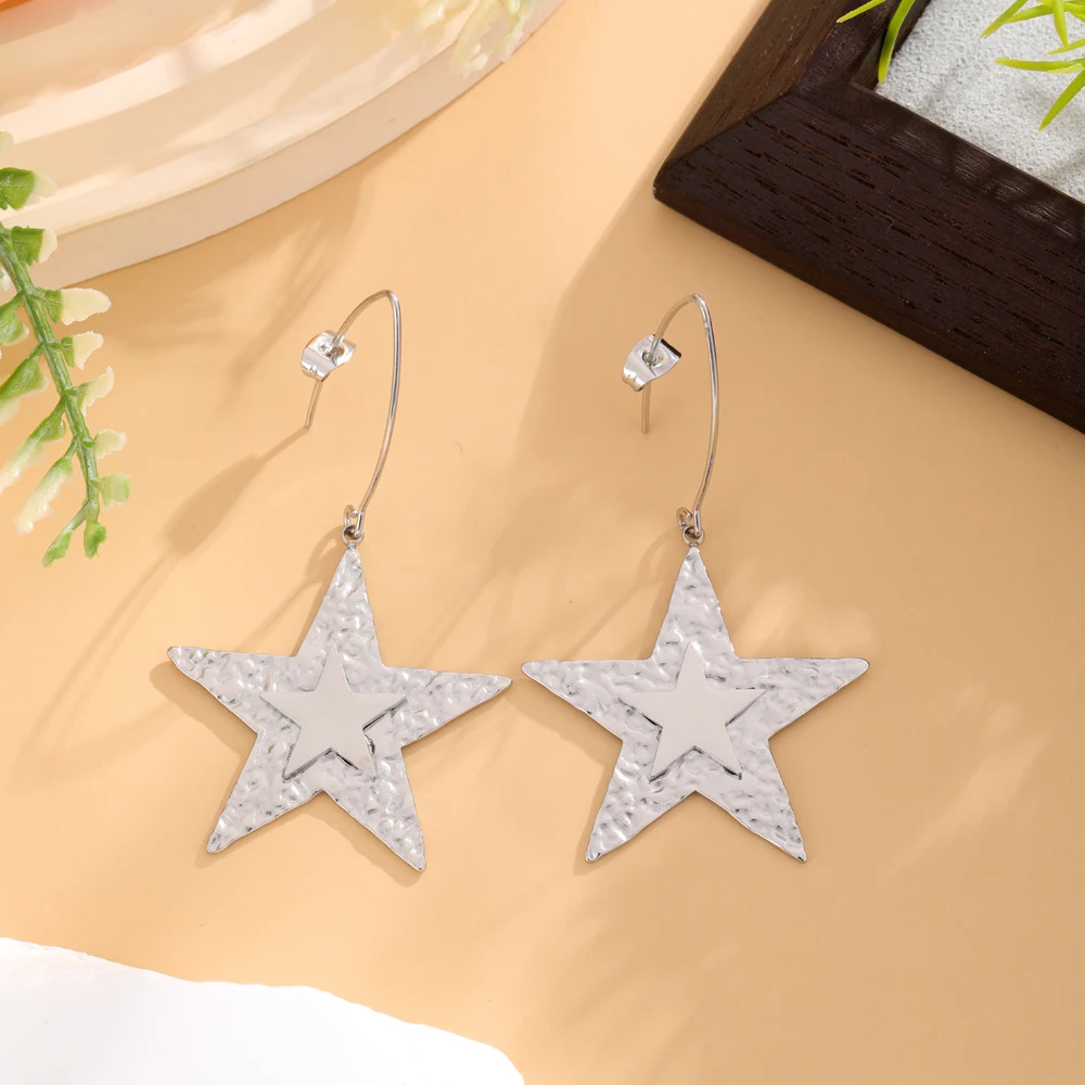 Jindian European and American style stainless steel pentagram women\'s elegant and fashionable trend versatile earrings