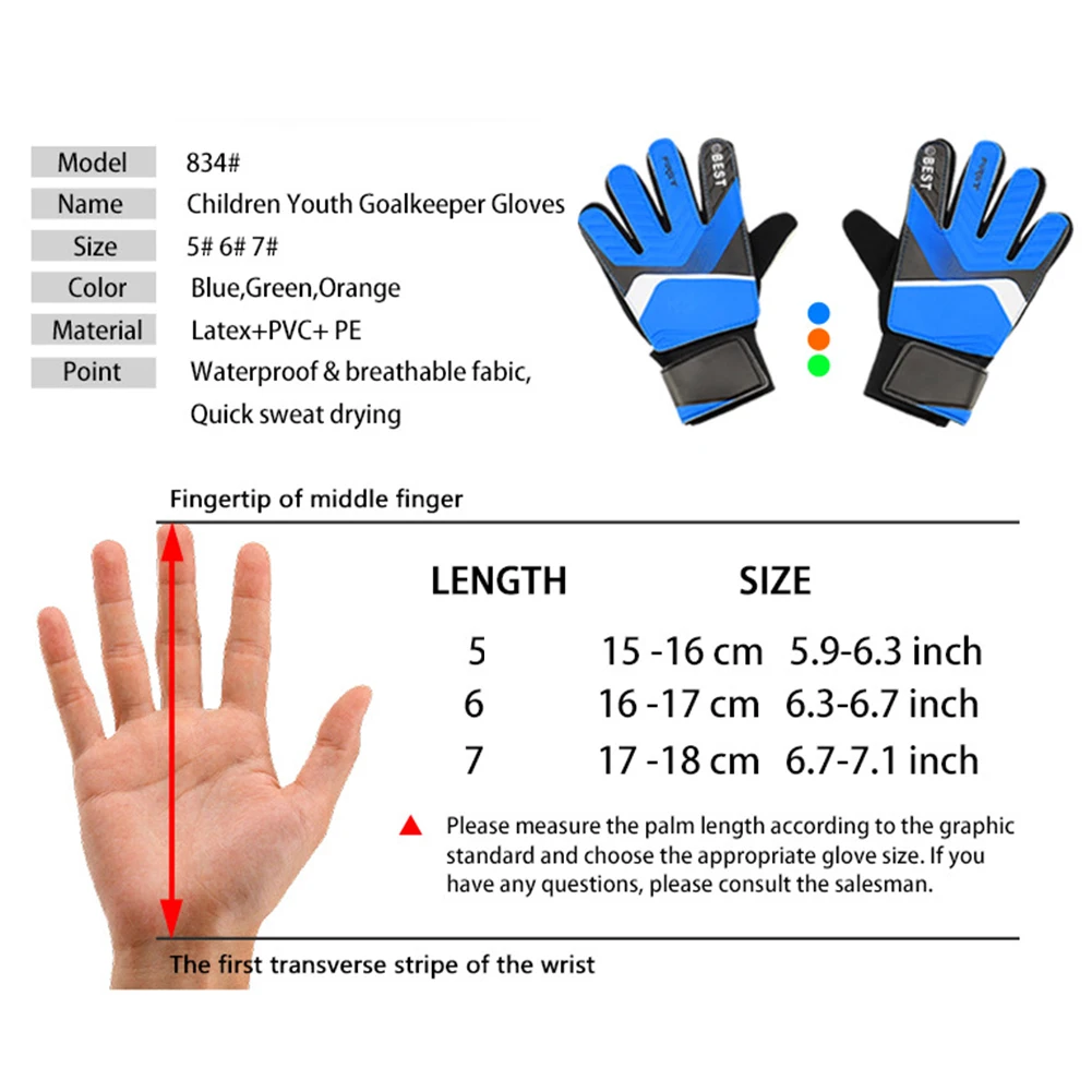 Gants de gardien de but anti-collision pour enfants, latex, PU, protection des mains, football, accessoires de football pour enfants