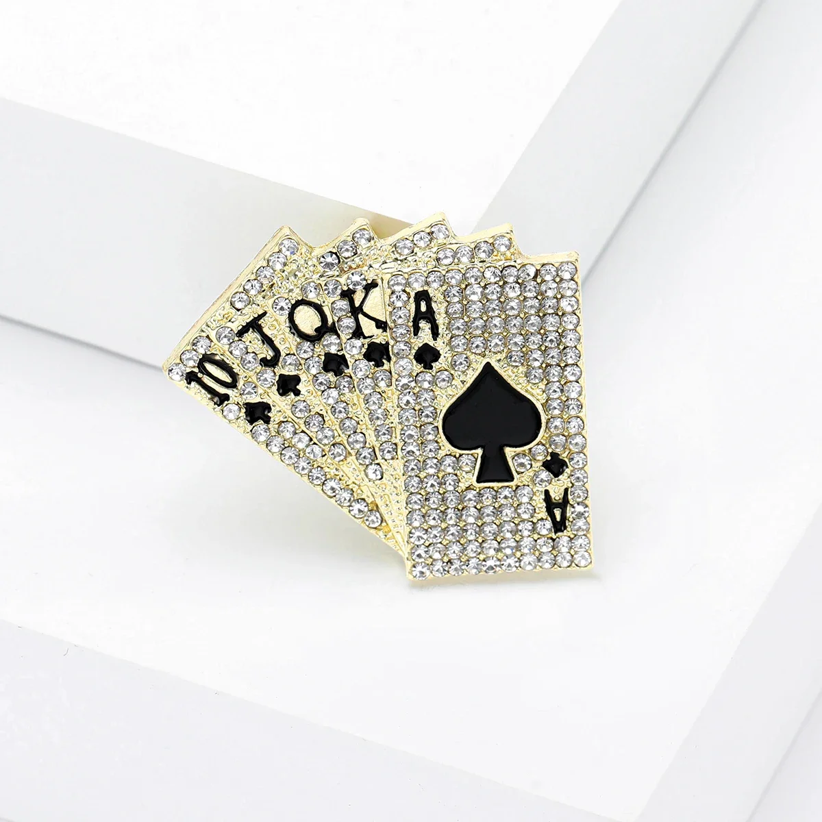 Rhinestone Poker Brooches for Women Unisex Playing Card  Pins Event Party Backpack Decoration Clothes Accessories