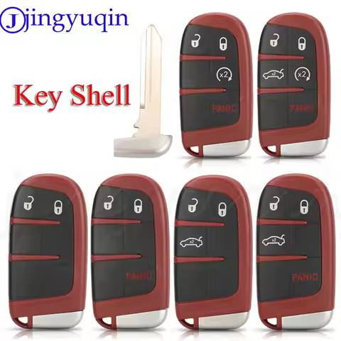 jingyuqin Fit SRT Hellcat Remote Car Key Shell Case Red For Dodge Dart Challenger Charger Durango Journey For Jeep Chrysler 300