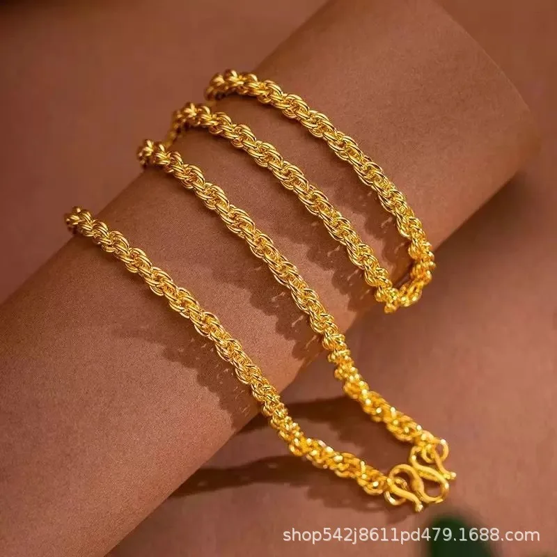 

Luxury 24K 9999 Pure Gold real gold Strand Chain Necklace Solid Men's Necklace Women's Necklace