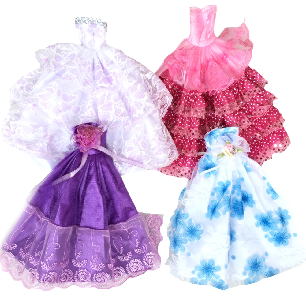 5 Pcs Set Dolls Toys Party Princess Dresses Gown Outfits Clothes Accessories Playsets for Barbie Doll Kids Girls Birthday Gifts