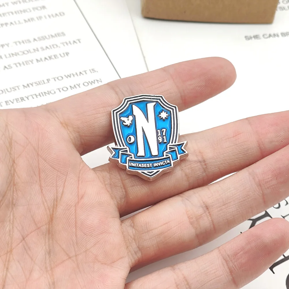 TV Show Wednesday Nevermore Academy Pin Custom Addams Family Window Brooches Shirt Uniforms Lapel Bag Backpack Badge Accessories