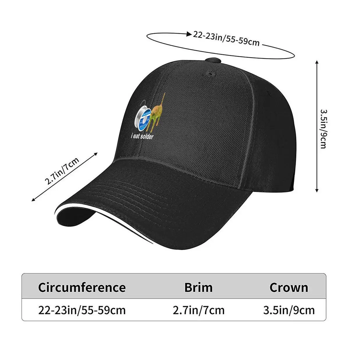 I Eat Solder Lead Free Solder 100g 1MM Cat Meme Sandwich Baseball Cap Women Unisex Male