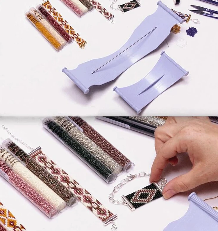 Fashion Mini Large Home Plastic Beaded Loom DIY Homemade Bracelet Necklace Earring Tool Taving Knitting Beaded Loom Machine