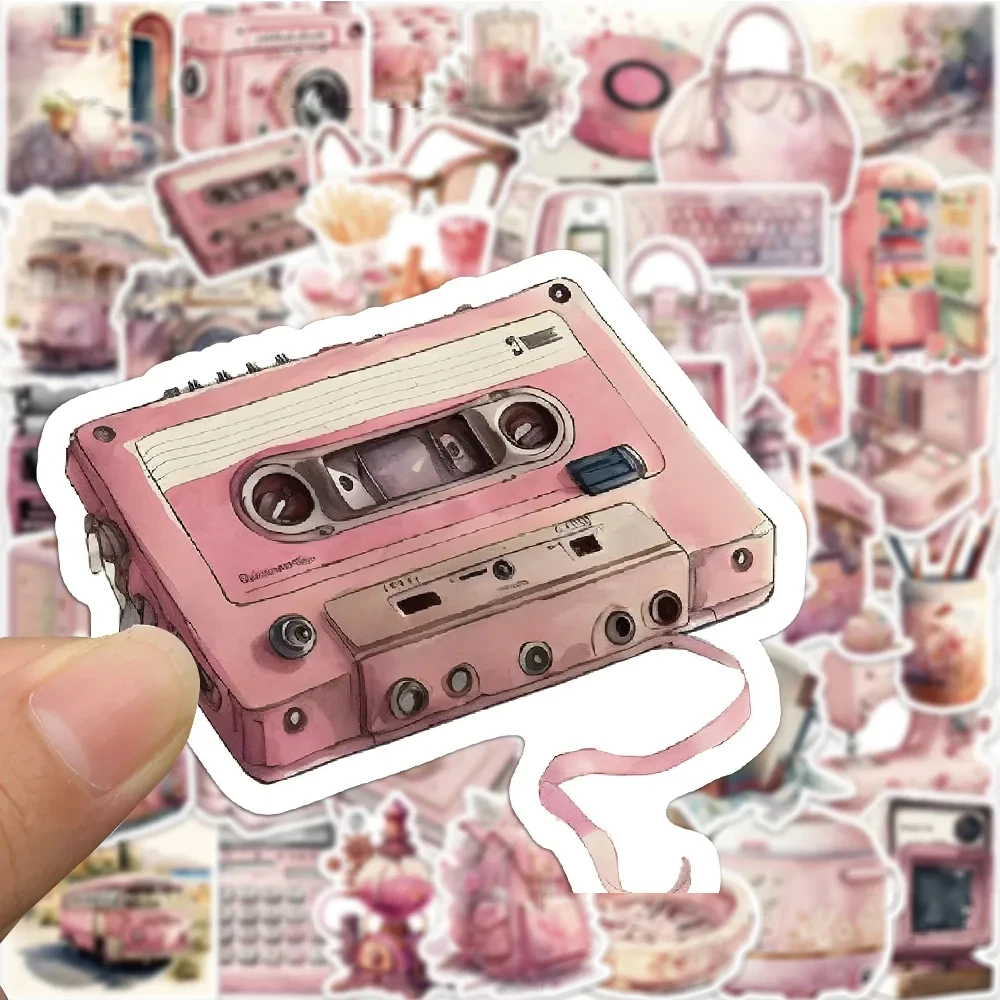 

10/30/63Pcs Retro Pink Aesthetic Art Graffiti Stickers Cartoon Creative Decals DIY Luggage Notebook Phone Case Decals Decoration