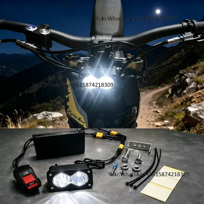 Универсальная светодиодная фара Trontech Baja Light на 8 батареек типа АА, подключаемая и готовая к использованию, для электровелосипеда и горного велосипеда.