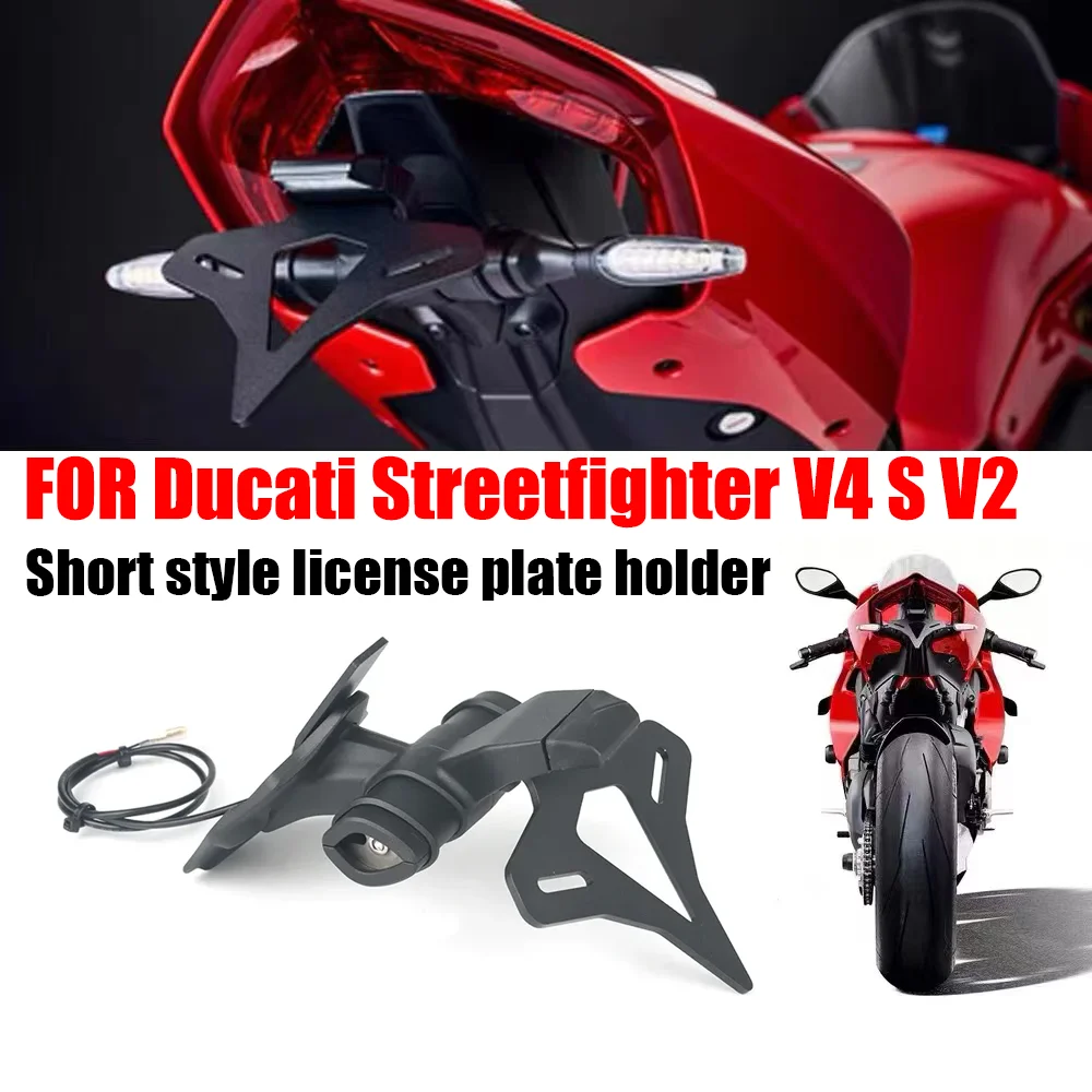 

Motorcycle Accessories LED Rear Short Tail Stock License Plate Holder Tailstock Frame Bracke FOR Ducati Streetfighter V4 S V2