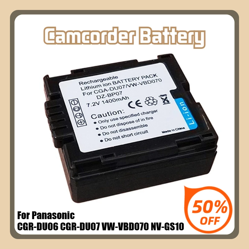 Camcorder-Akku 7,2 V 1400 mAh für Panasonic CGR-DU06 CGR-DU07 VW-VBD070 NV-GS10