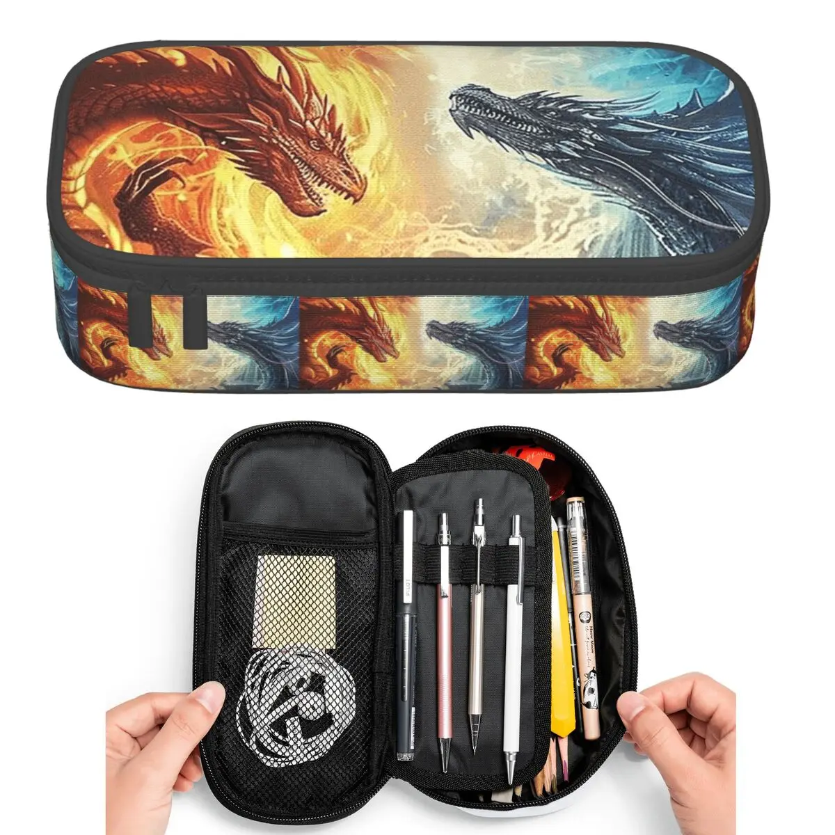 Red Fire Dragon Pencil Cases for Student Pen Box Pencil Bag Big Capacity Pencil Pouch Pen Holder