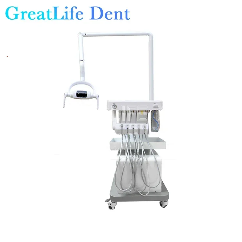 GreatLife Dent Dentistry Lab Equipment Trolley Cart Movable Treatment Desk Portable Dental Unit With LED Oral Operation Lamp