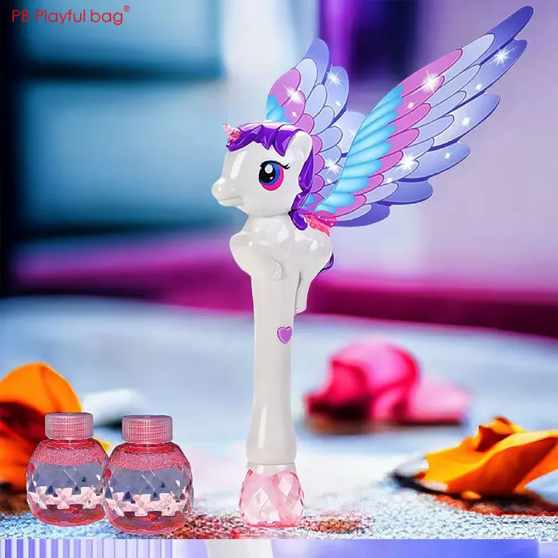 Unicorn Bubble Stick Music Light Girl Toy Magic Stick Large Wings Unicorn Children Brithday Gifts AC158