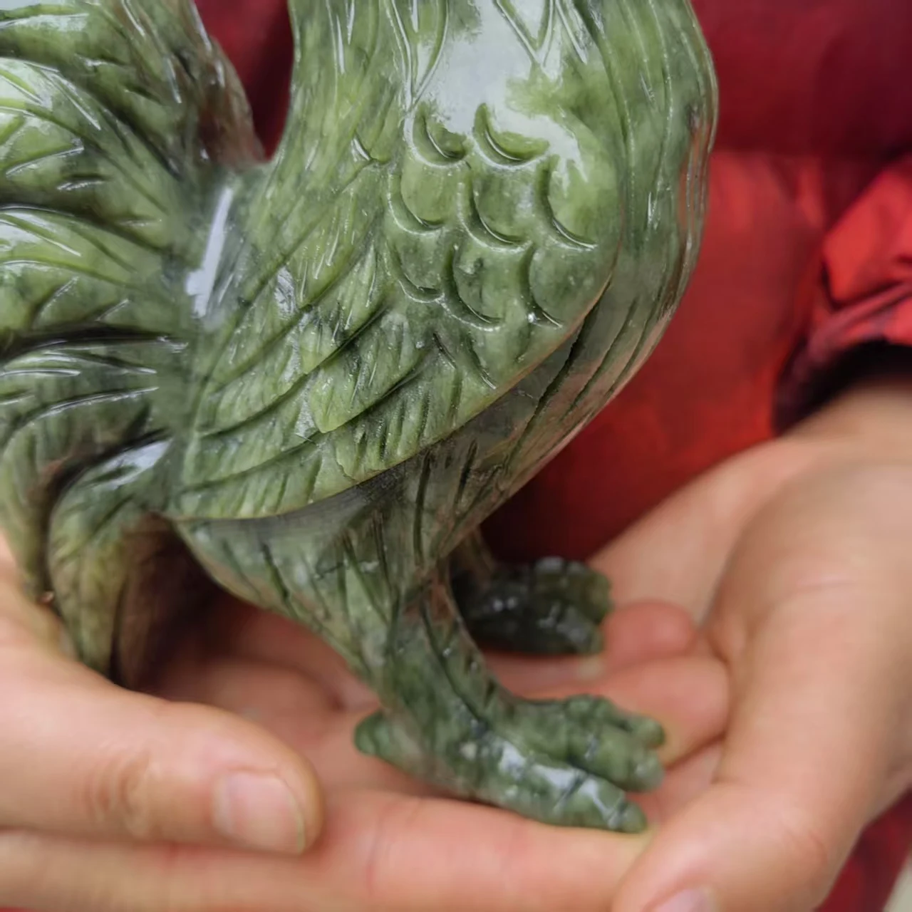 1 قطعة تمثال اليشم إليجال الأخضر الطبيعي للثروة حسن الحظ تمثال الوحش ، تحارب قبالة الشر الطاقة الحرس باب الأسد #6