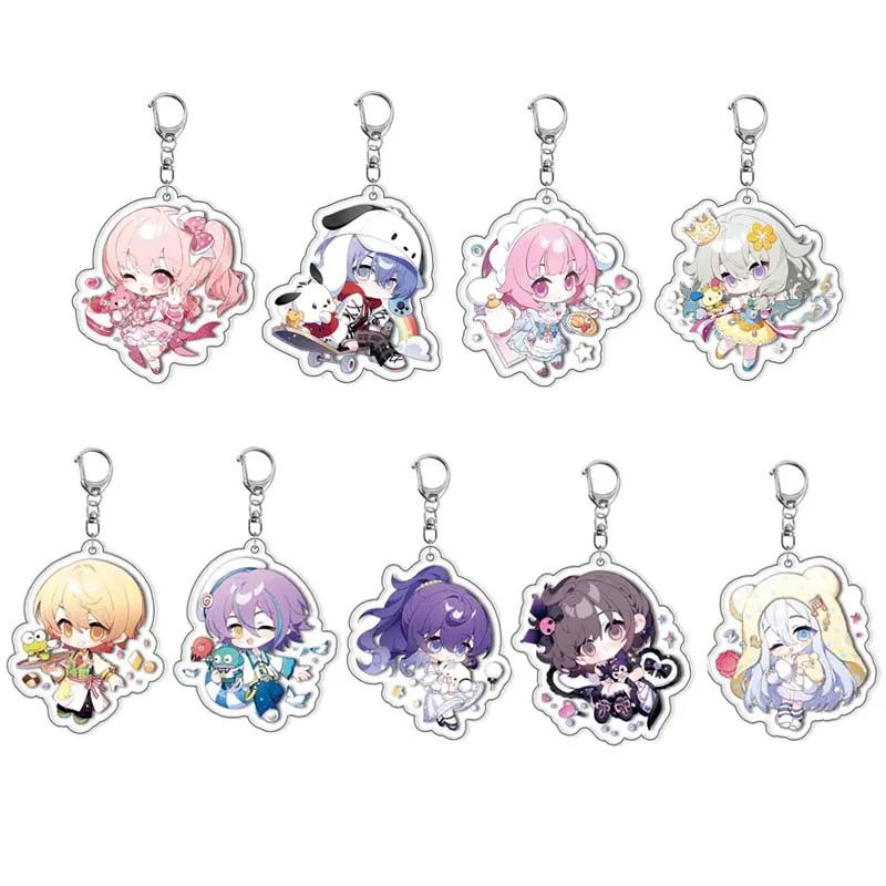 Anime pjsk chaveiro 55mm pino broche projeto sekai momoi airi hinomori shizuku acrílico chaveiro cinta figura pendurado acessórios