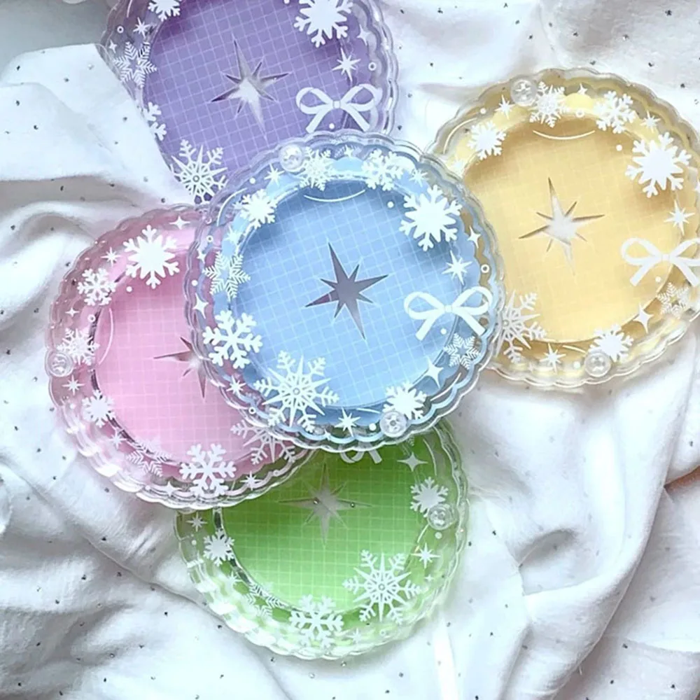 Snowflake Acrylic Badge Brick Case 5pcs - Winter-Themed Protective Display for 58/65/75mm INS Pins