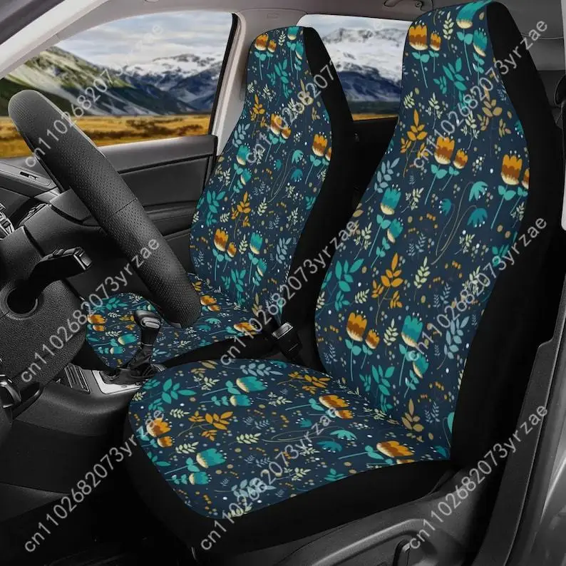 

Blue Flower Car Seat Covers Universal Environmentally Friendly Interior Decorations Comfortable Breathable Car Seat Covers