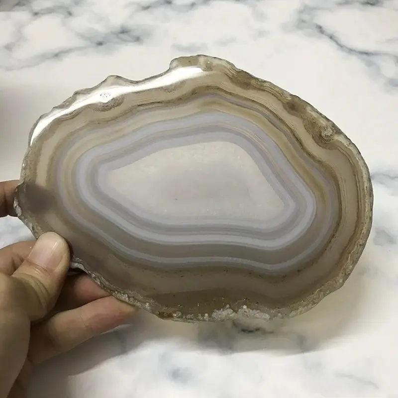 1pcs Natural Agate Slice  Geode Polished Crystal Quartz Gems Crafts Pad Home Decoration Stone Holiday Gift  10-14cm