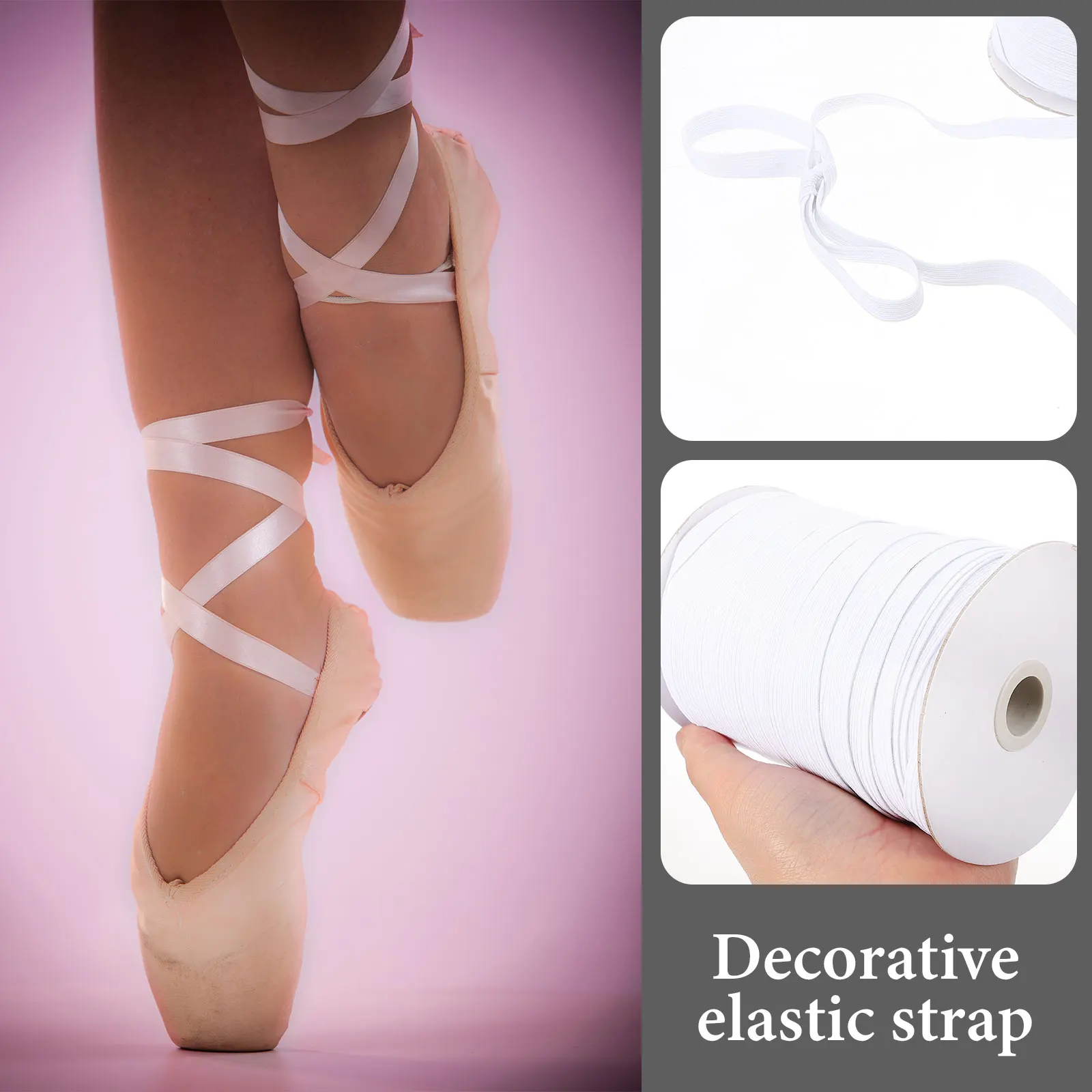

100 Yard Pointe Shoe Elastic Band Comfortable Fit Secure Ballet Shoes Strap for Women Girls Dance Routine Stability Support