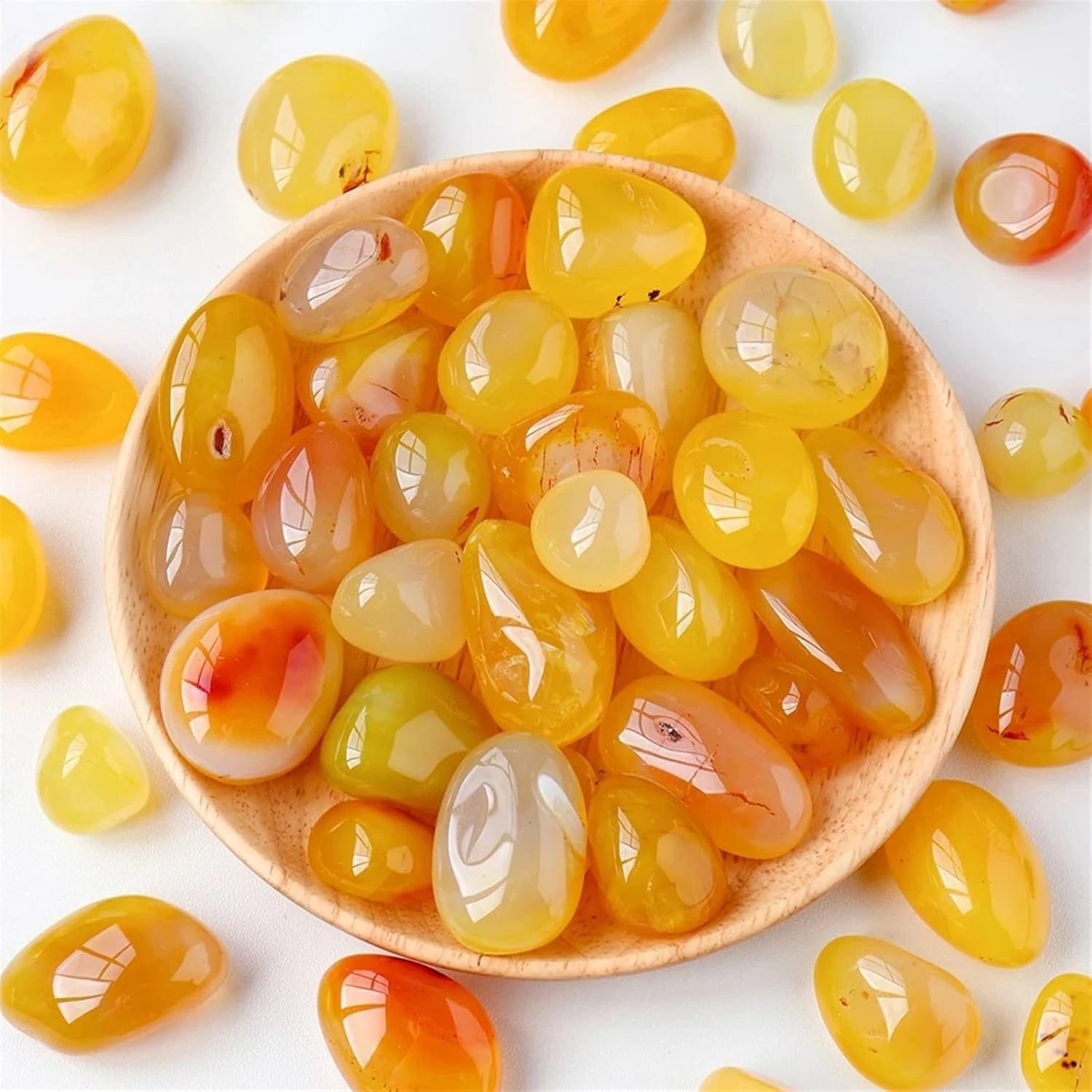 Crystal Stone Bag Natural Polished Yellow Tumble Stone Pocket Crystal Gravels Presents