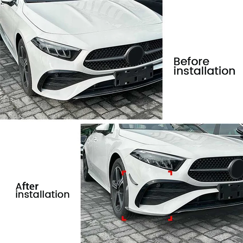 For Mercedes-Benz A-Class W177 2023+ A180 A200 Front Bumper Lip Angle Diffuser Splitter Spoiler Protector B