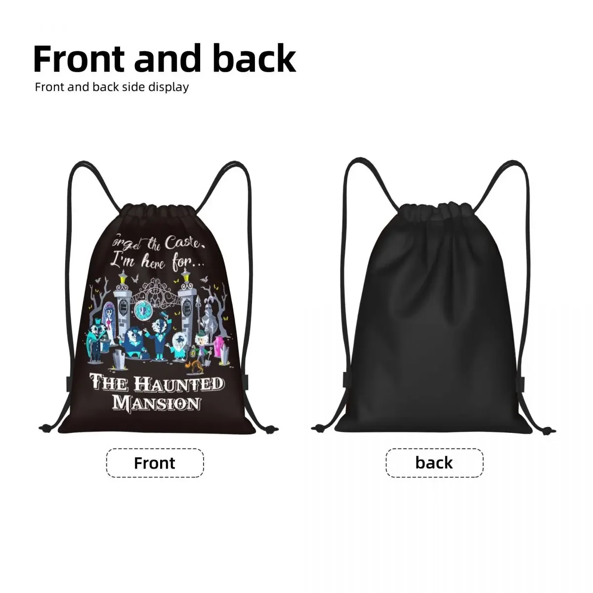 Magic Kingdom Cute Forget Haunted Mansion Drawstring Backpack Bags Lightweight Dread Manor Gym Sports Sackpack Sack for Training