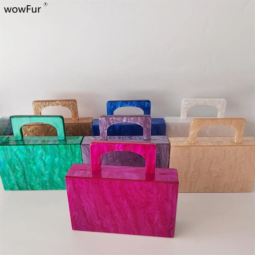 Acrylic Bag Handle Box Pearl Marble PVC Evening Bag Women Designer Clutch Purse And Handbags Wedding Party Female New Gift Flap