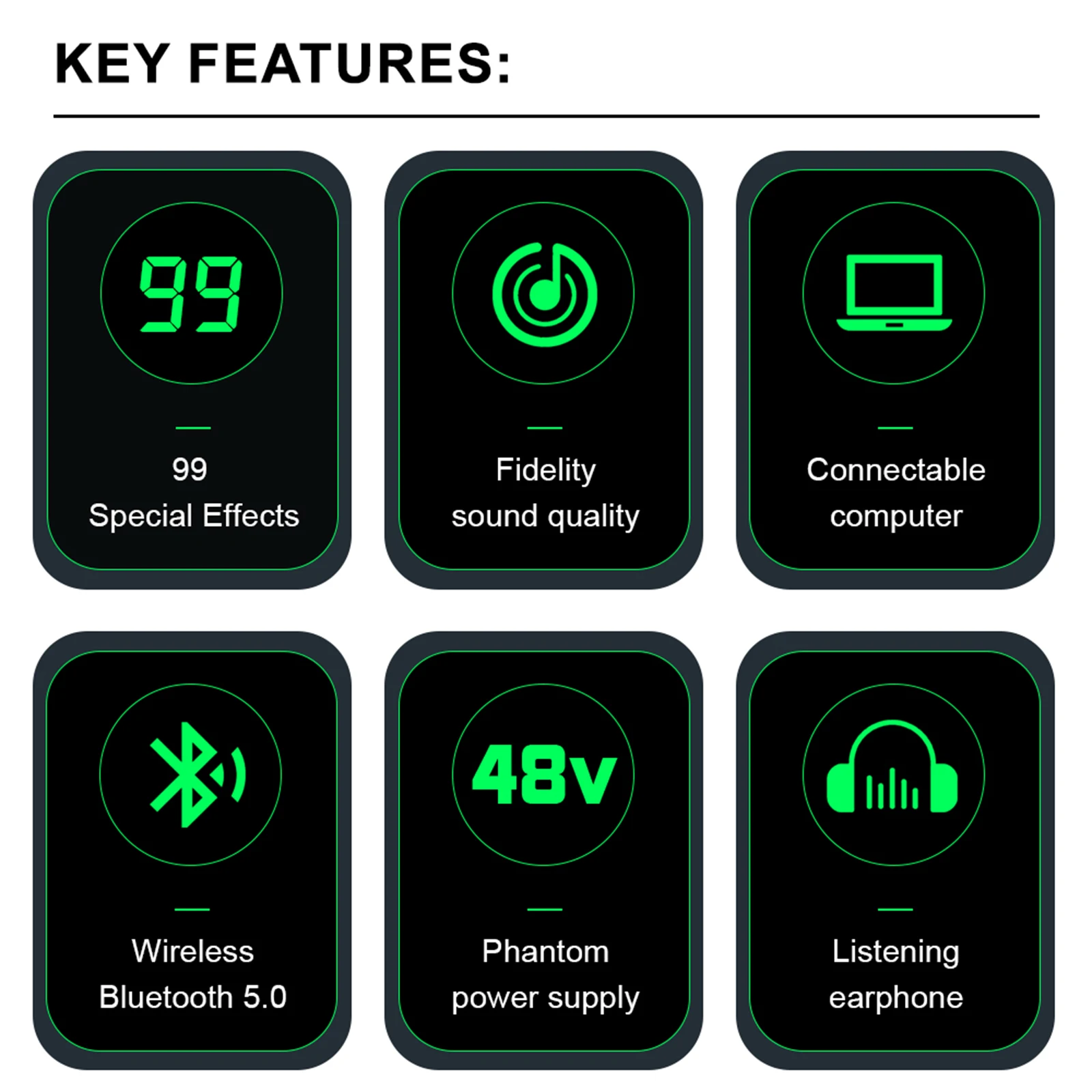 KDES KP8 Audio Mixer 8 Channel 99 DSP Effect Record PC 48V Phantom Power USB Sound Mixers Bluetooth DJ Console Mixing for Karaok