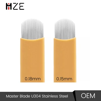 Lâmina mestre u304 agulhas de microblading de sobrancelha de aço inoxidável 18 caneta tebori em forma de u nano agulhas diâmetro 0.18mm 18u suprimentos de tatuagem