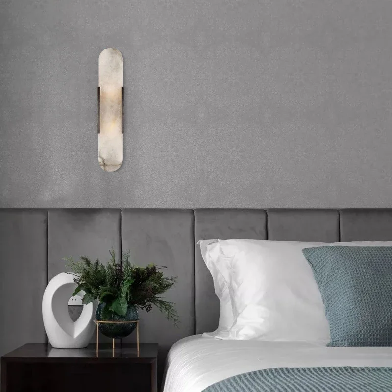 

Wall Lamp Natural Marble Sconce Light Nordic Hardware Living Room Bedside Bedroom Bra Hotel Aisle Staircase Lighting