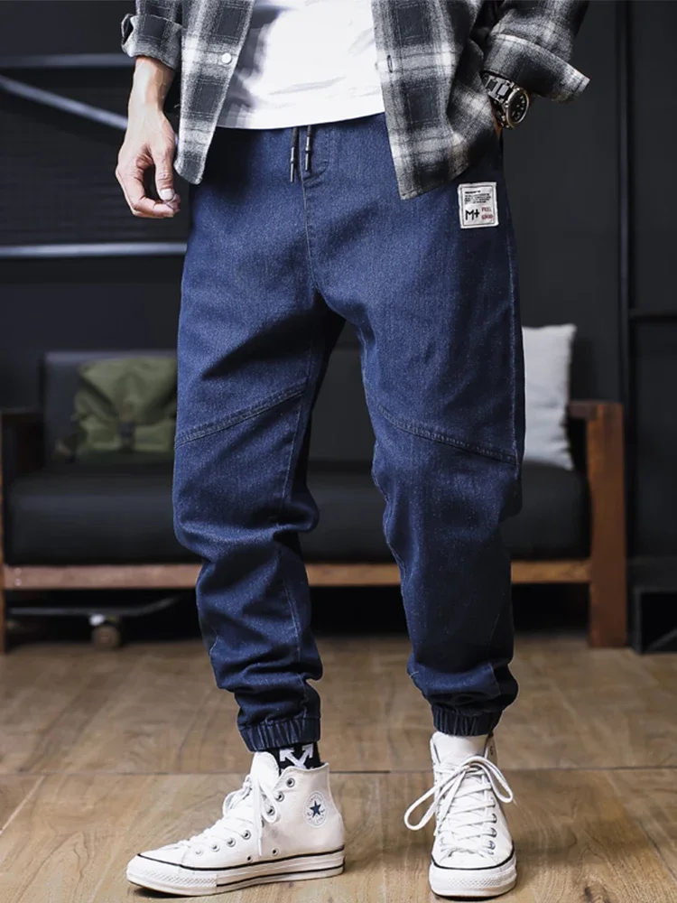 

Plus Size Jeans Men Loose Joggers Streetwear Harem Jeans Cargo Pants Ankle-Length Denim Trousers