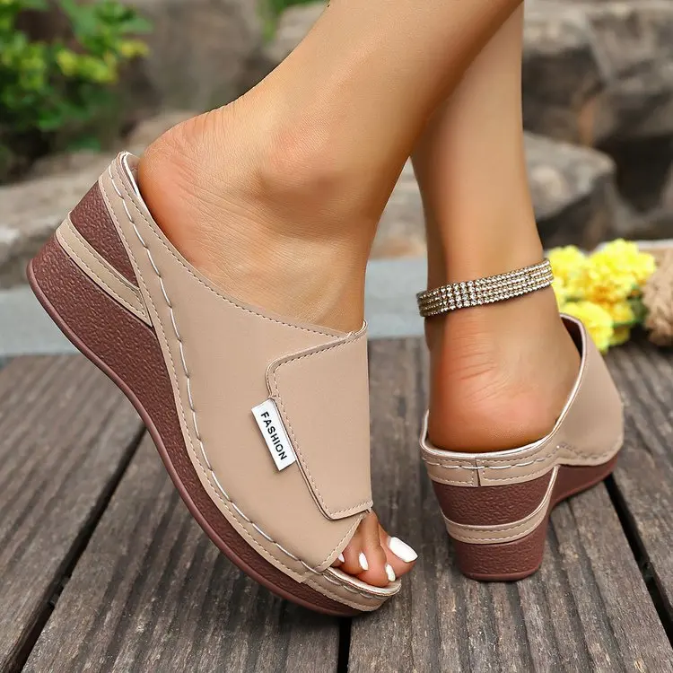 

Women'S Open Toe Sandals Summer Woman Fashion Breathable Comfortable Slippers Wedge Buckle Female Footwear Zapatos Mujer