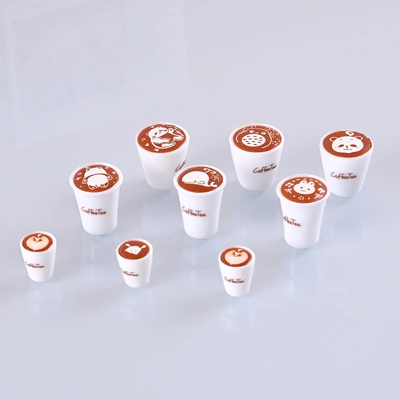 100pcs 3D Resin Kawaii Cartoon Mini Coffee Cup  For Miniature Kitchen Room Food Drink Home Tableware Accessorie