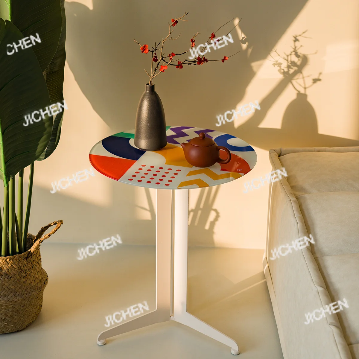 

Modern Simple Wrought Iron Coffee Table Small Apartment Living Room Home Internet Celebrity Creative Bedside Table