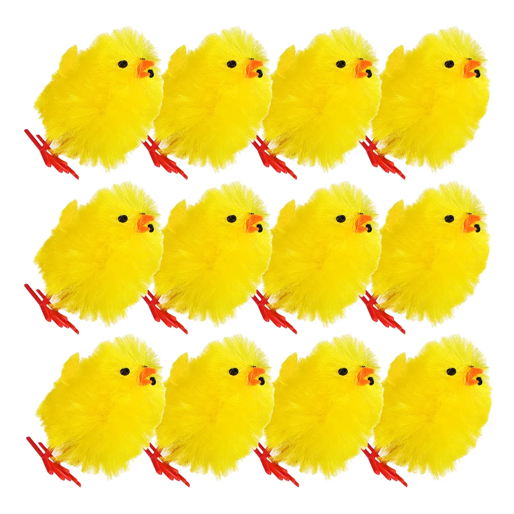 

12 Pcs Easter Decoration Chick Funny Ornament Egg Fillers Chemical Fiber and Plastic Party Toys