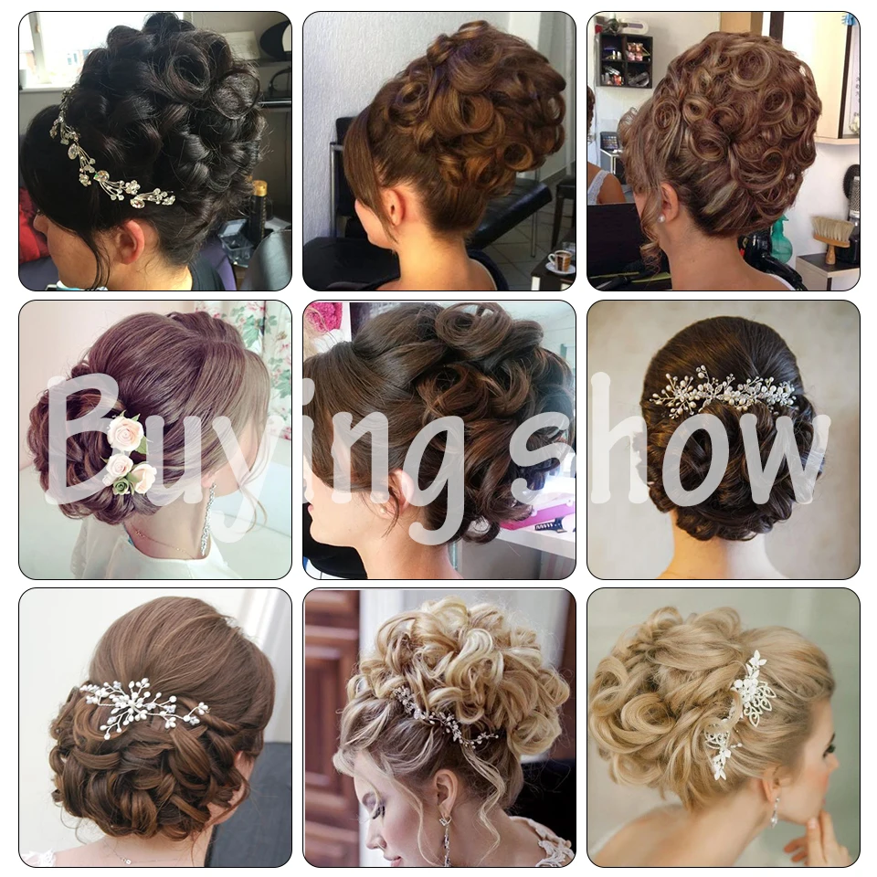 Bride Messy Big Hair Bun Synthetic Curly Chignon With Comb Clips In Hair Tail Updo Cover Ponytail Extension Natural Fake Hair