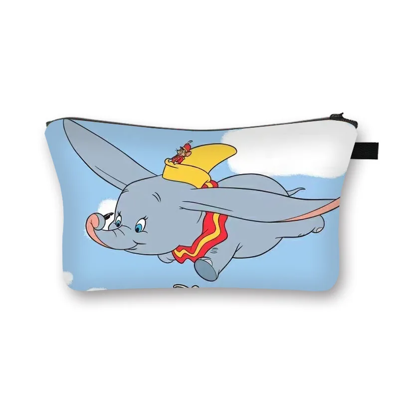 Disney-Stitch Mickey Mouse Anime Maquiagem Bolsa para Meninas, saco cosmético Kawaii Dumbo, saco de lavagem dos desenhos animados, lápis, presentes