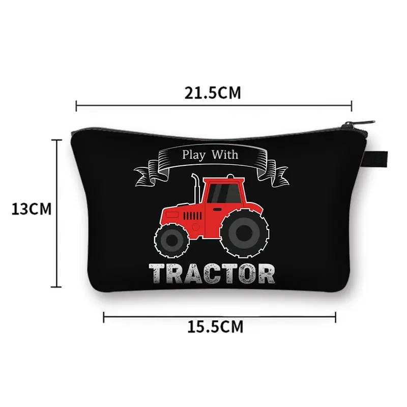 Play with Tractor Cosmetic Case Women Make Up Bag Organizer Farm Tractor Toiletries Bag Small Clutch Lipstick Girl Cosmetic Bags