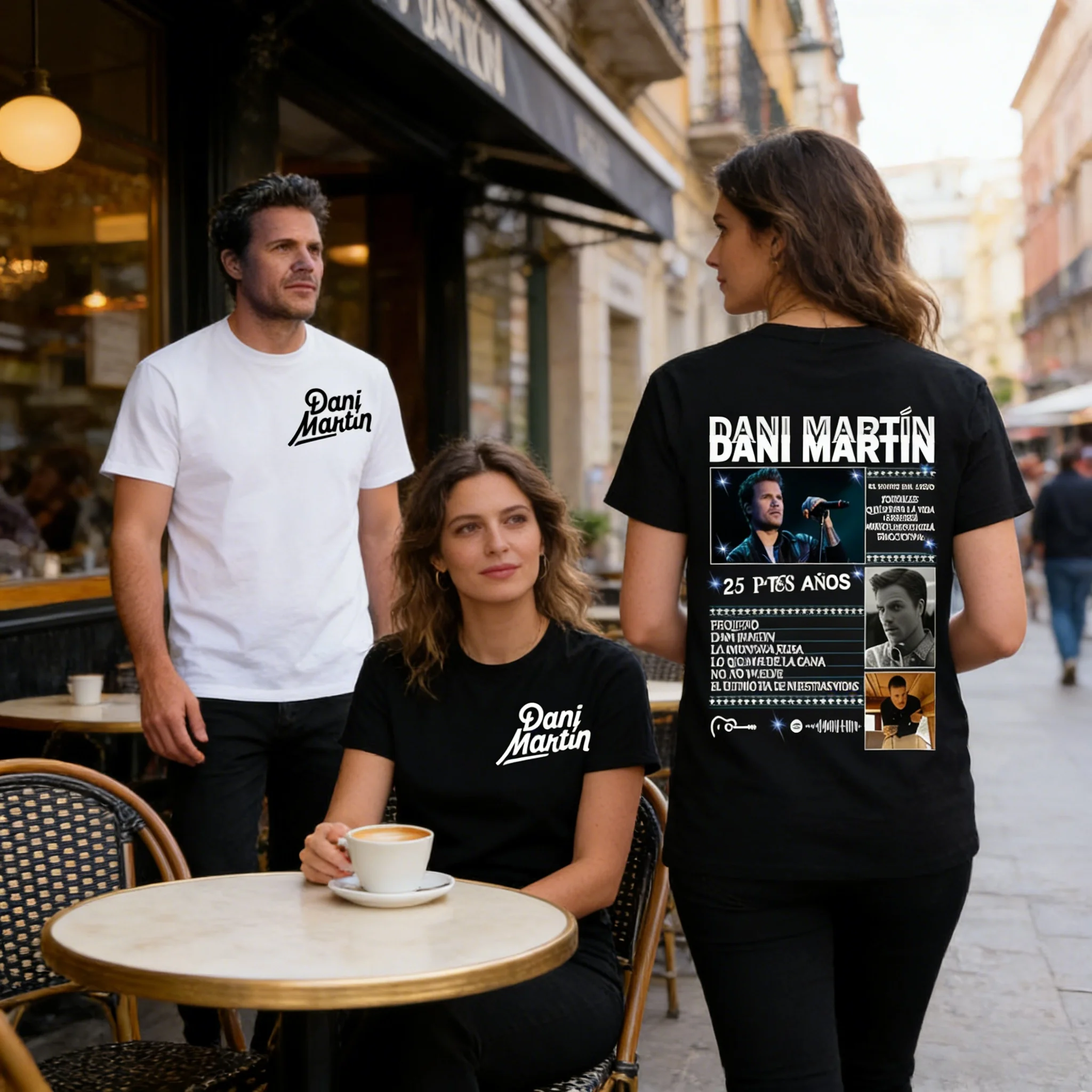 T-shirt décontracté et confortable pour homme et femme, collection été 2026, inspiré de la tournée d'album de Dani Martín, style vintage, hip-hop et pop music