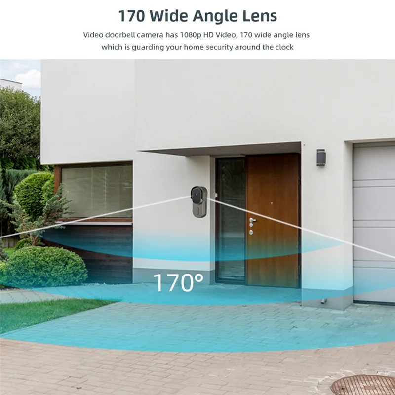 ABGI-2MP واي فاي 1080P جرس الباب الذكي Tuya Life APP IP65 مقاوم للماء عرض واسع الصوت والفيديو جرس باب إنترفون