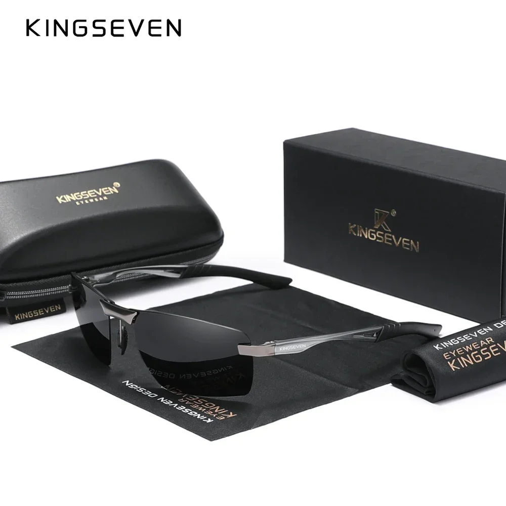 KINGSEVEN 2024 Nowe męskie okulary przeciwsłoneczne z polaryzacją, aluminiowa oprawka, ochrona UV400, okulary męskie do jazdy samochodem