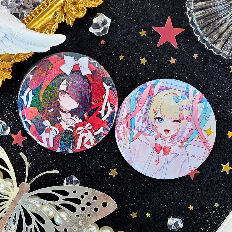 Game Rain KAnge NEEDY GIRL OVERDOSE Cute Q Version Laser Round BedgeCosplay Badge Brooch Pins Gifts