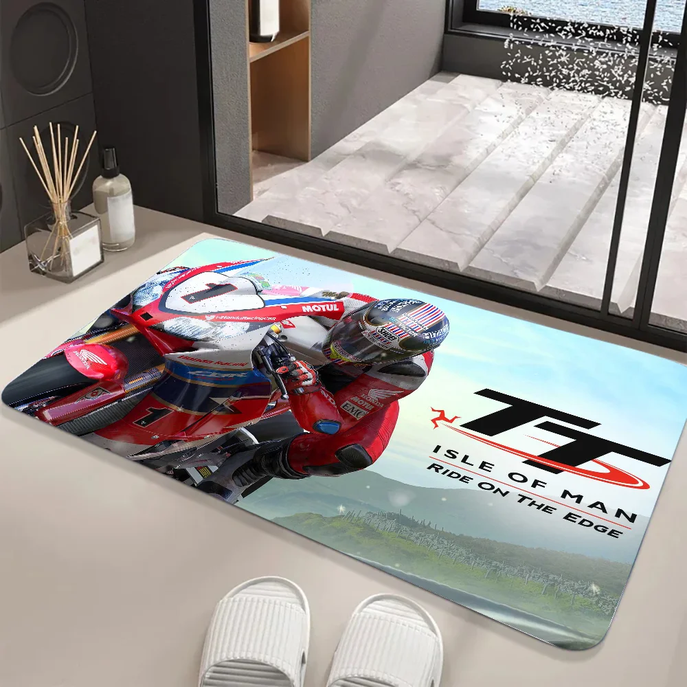 TT Isle of Man tappetino da corsa per moto zerbini in flanella stampati con grafica per la decorazione della casa del tappeto d\'ingresso della