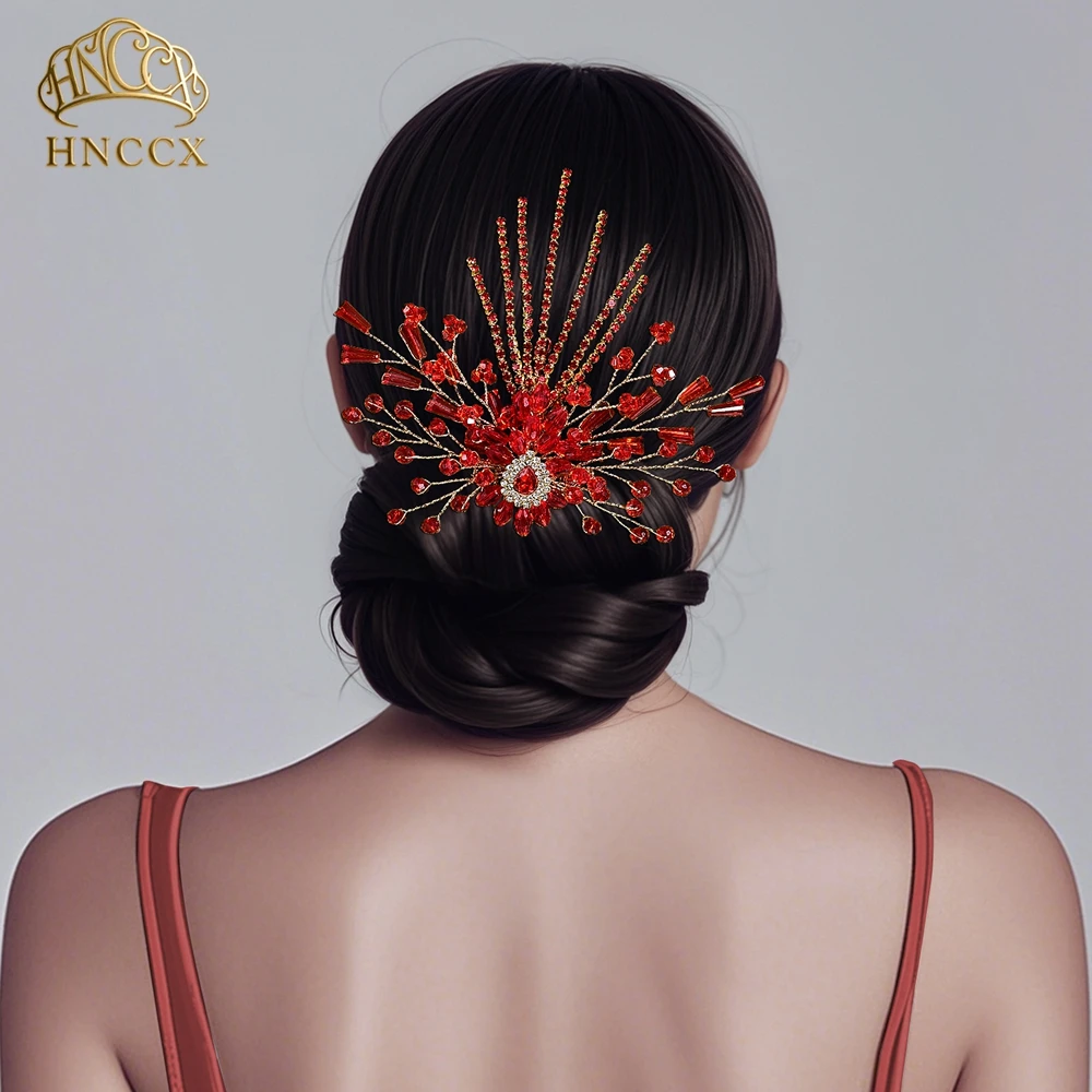 HNCCX Sparkling Crystal Flower Bridal Hair Comb Exquisite Rhinestone Women's Headpiece Wedding Holiday Hair Accessories YXA337