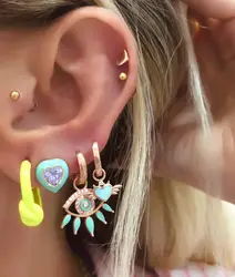 Pastel Enamel Heart Shaped CZ Stud Earring Cute Lovely Colorful 2022 Summer Jewelry