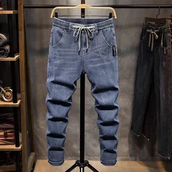 2025 Spring and Autumn New Fashion Trend Elastic Straight Leg Jeans Men's Casual Loose Comfortable High Quality Denim Pants 36