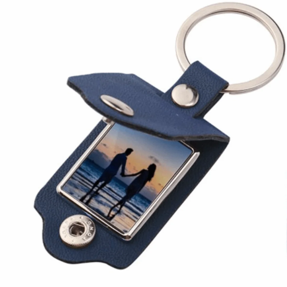 Fashion PU Leather Photo Keyring Metal Photo Frame Design Metal Car Key Ring Valentine's Day