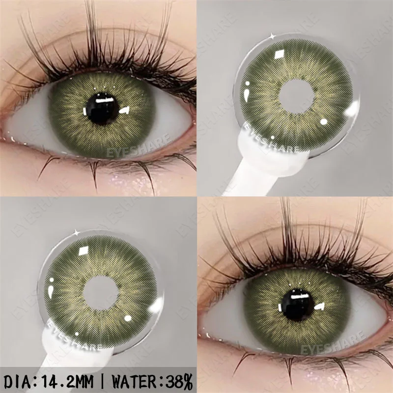 EYESHARE 2 Stück farbige Kontaktlinsen mit Augen, natürliche blaue Kontaktlinsen, braune Schüler, Schönheit, graue Linsen, jährliche grüne Kontaktlinsen