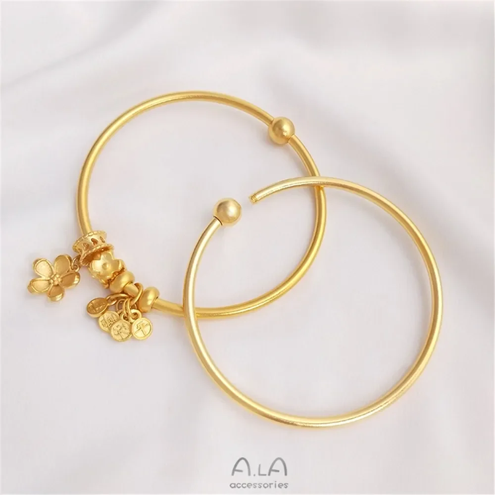 Vietnam strong color gold with open screw universal bracelet DIY string big hole transfer bead pendant ancient method bracelet