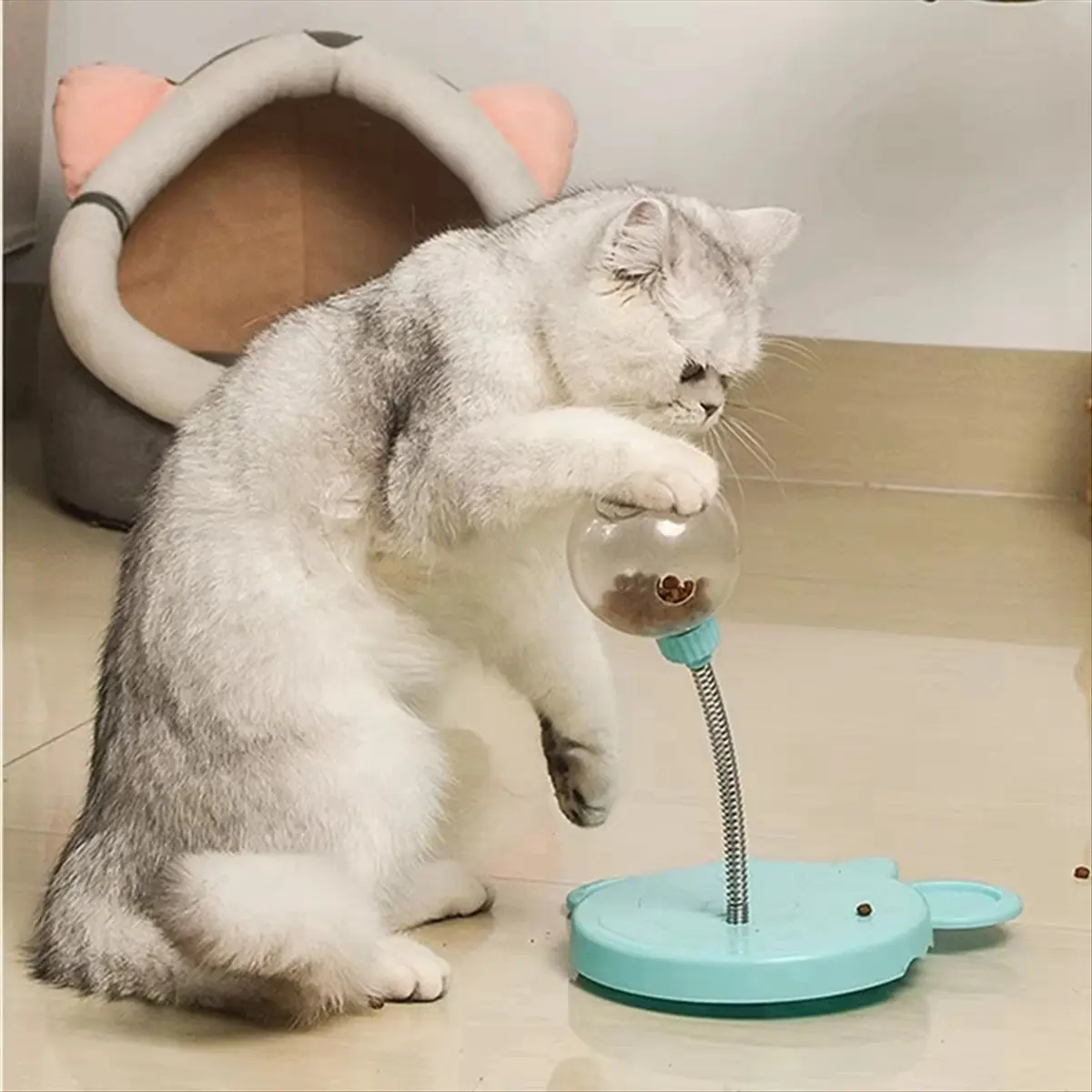 A013 Interative Food Ball for Pet Indoor Interactive Treat Toy Pet Cat Supplies Blue
