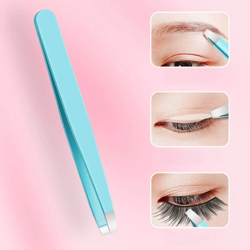 แหนบคิ้วผมสีสันความงาม Fine ขน PULLER สแตนเลส Slanted Eye Brow คลิปเครื่องมือแต่งหน้า